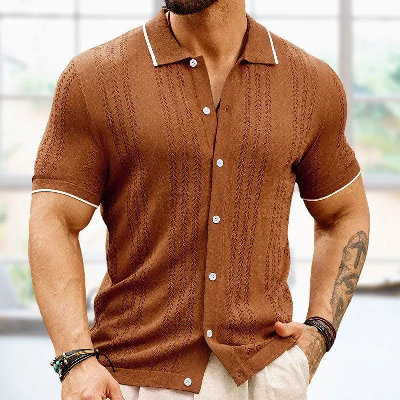 Men's Light Luxury Button-down Leisure Knitted Polo Shirt